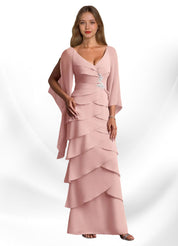 Augday Arabinda Sheath Ruched Chiffon Dress