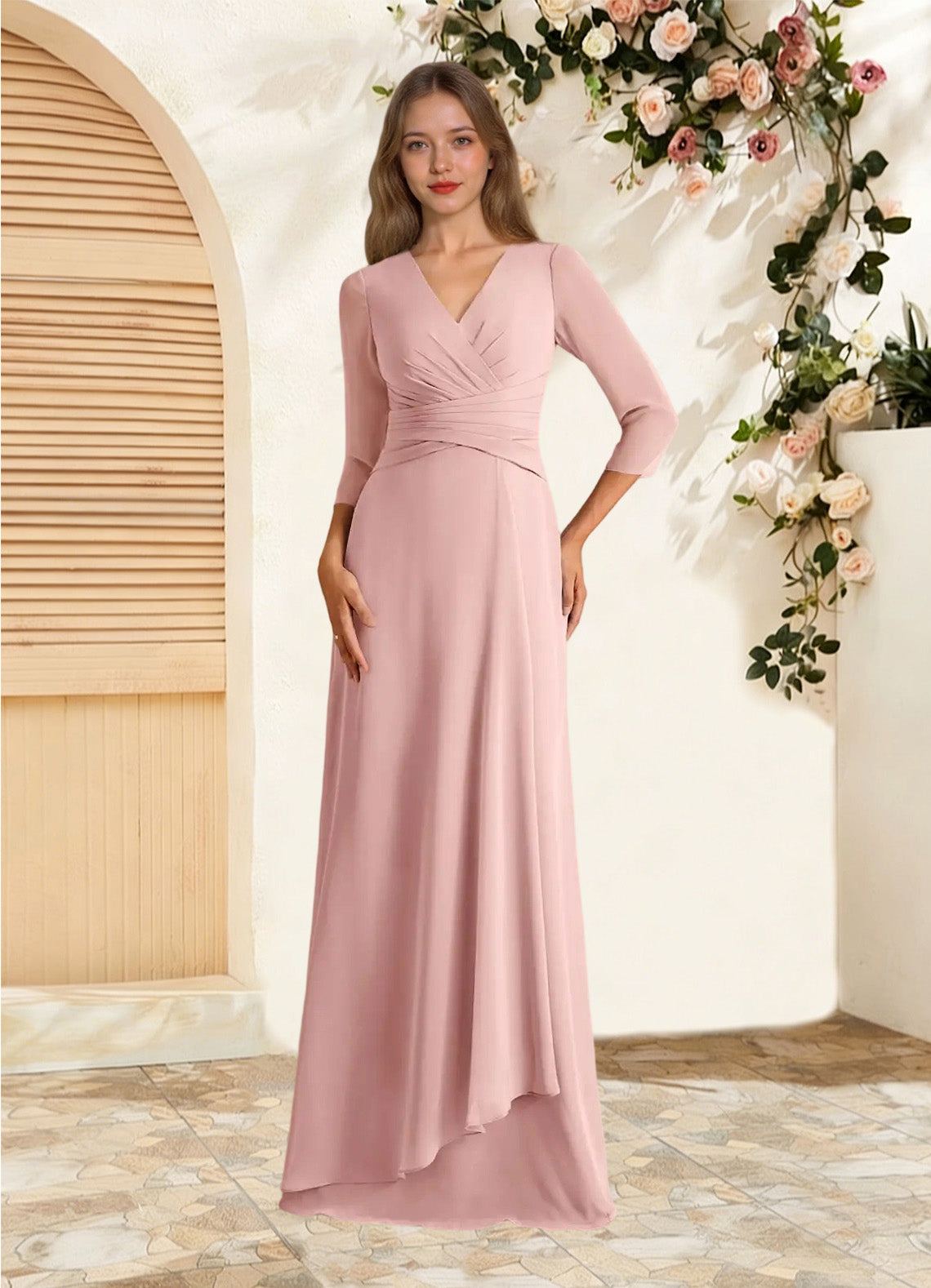 Augday Mayfield A-Line Pleated Chiffon Dress