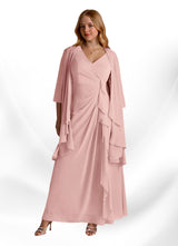 Augday Manuella A-Line V-Neck Pleated Chiffon Dress