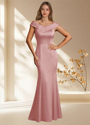 Augday Aberdeen Sheath Pleated Stretch Satin Dress