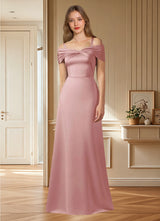 Augday Amelia A-Line Off the Shoulder Stretch Satin Dress