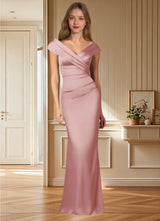 Augday Ludlow Mermaid Pleated Stretch Satin Dress