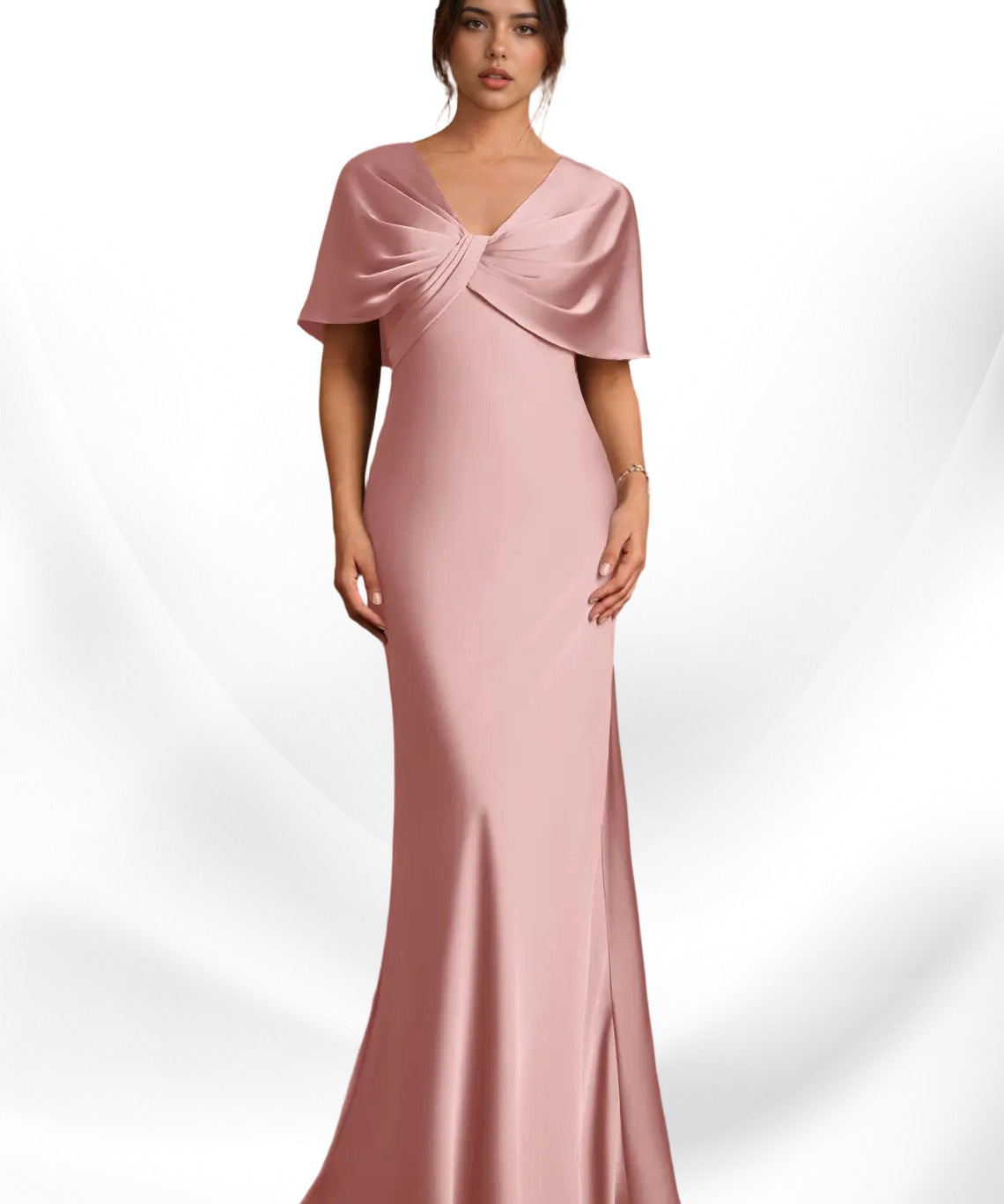 Augday Dosia Sheath Pleated Stretch Satin Dress