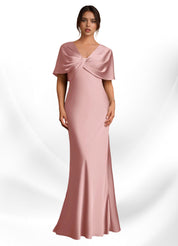 Augday Dosia Sheath Pleated Stretch Satin Dress