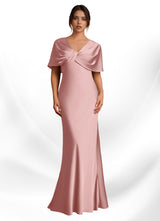 Augday Dosia Sheath Pleated Stretch Satin Dress