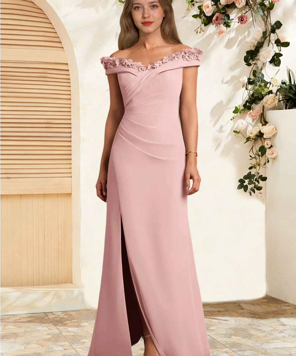 Augday Jettie Sheath Pleated Chiffon Dress