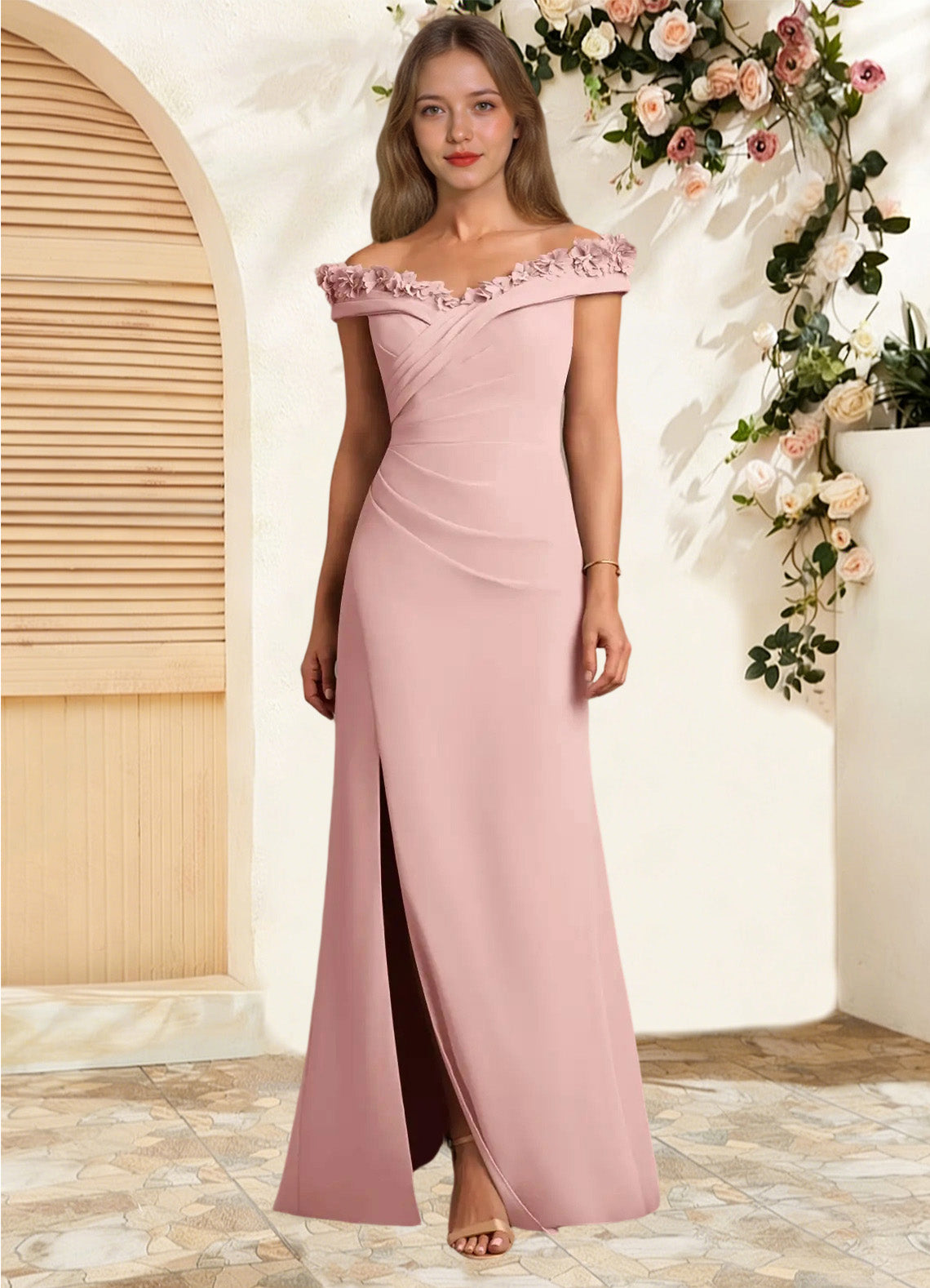 Augday Jettie Sheath Pleated Chiffon Dress