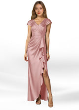 Augday Anderson A-Line Pleated Stretch Satin Dress
