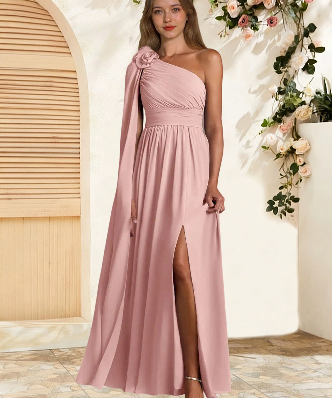Augday Lancaster A-Line One Shoulder Chiffon Dress