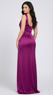 Summer Hot Sale 🌙 THE SATIN SLIP GOWN: COWL NECK, SIDE RUCHING, OPEN BACK