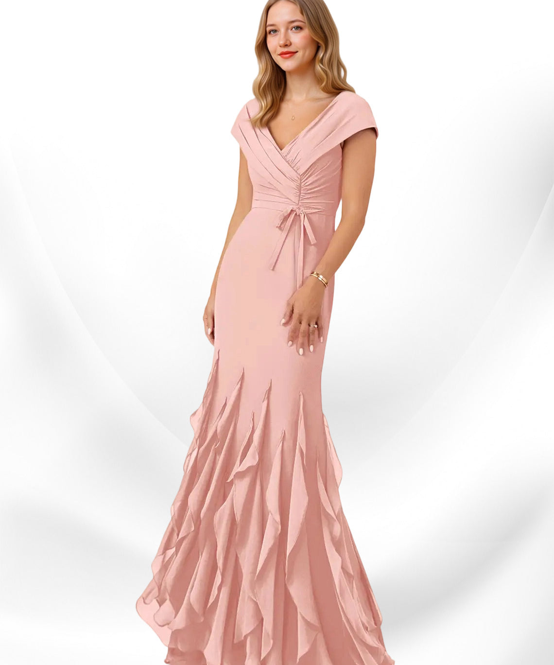 Augday Bailora Mermaid Ruched Chiffon Dress