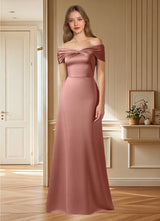 Augday Amelia A-Line Off the Shoulder Stretch Satin Dress