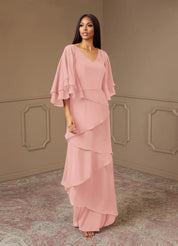 Augday OHara A-Line V-Neck Chiffon Dress