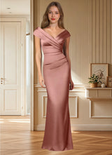Augday Ludlow Mermaid Pleated Stretch Satin Dress