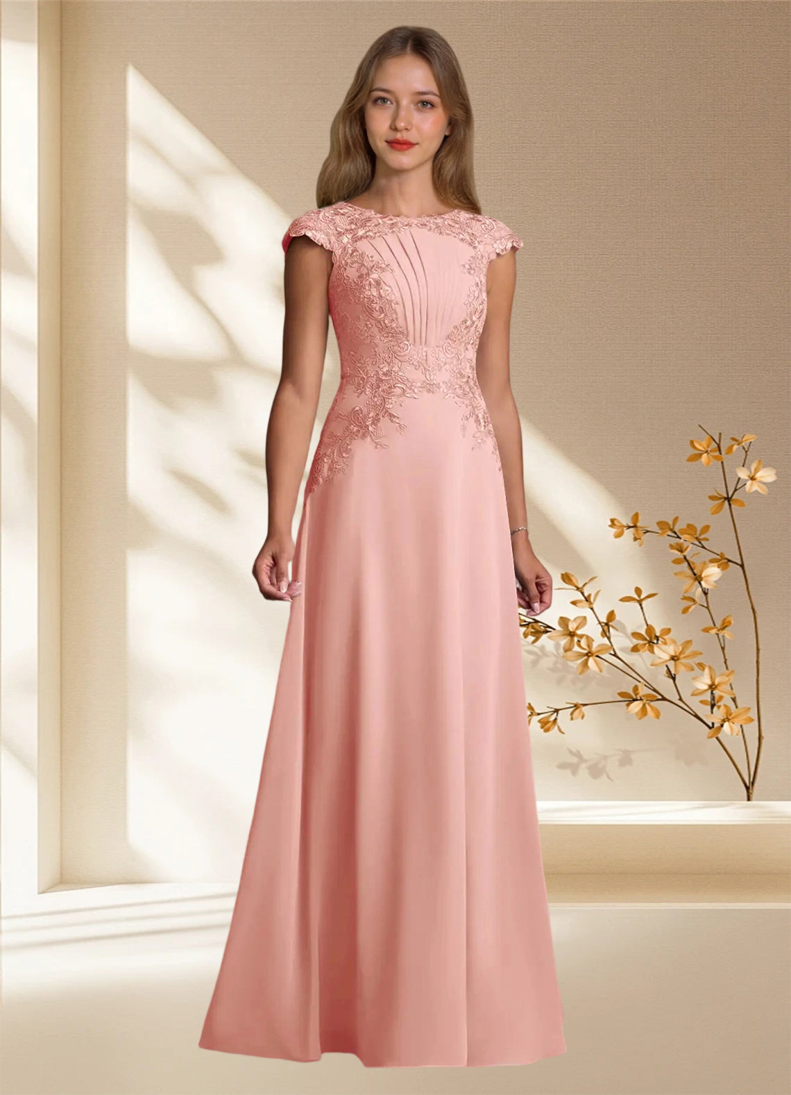 Augday Christi A-Line Lace Chiffon Dress