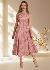 Augday Fulton A-Line Pleated Floral Burnout Dress