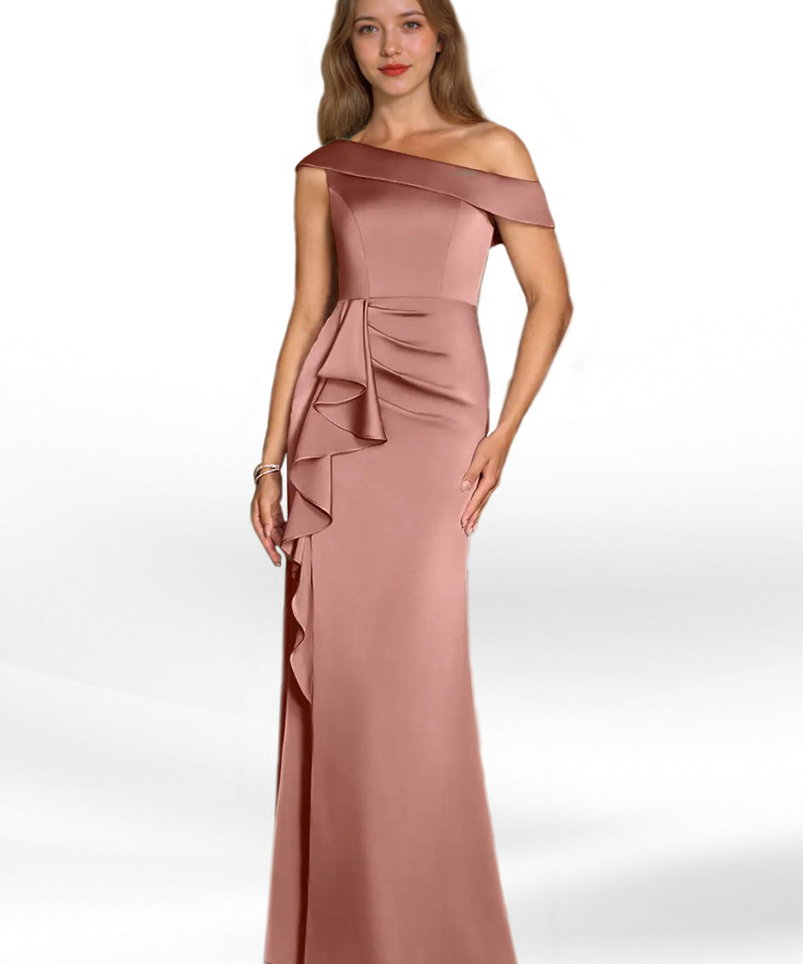 Augday Hamptons A-Line Pleated Stretch Satin Dress