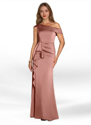 Augday Hamptons A-Line Pleated Stretch Satin Dress