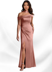 Augday Kamala Sheath One Shoulder Stretch Satin Dress