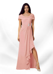 Augday Mary A-Line Side Slit Chiffon Dress