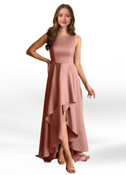 Augday Niles A-Line Trains Stretch Satin Dress