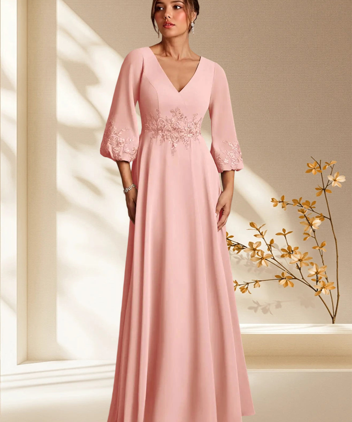 Augday Yorba A-Line Lace Chiffon Dress