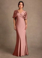 Augday Dosia Sheath Pleated Stretch Satin Dress