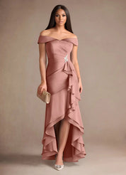Augday Billings Mermaid Off the Shoulder Stretch Satin Dress