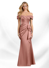 Augday Laredo Mermaid Off the Shoulder Stretch Satin Dress