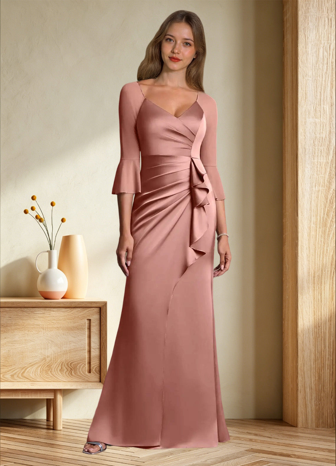 Augday Nampa Sheath Pleated Mesh Dress
