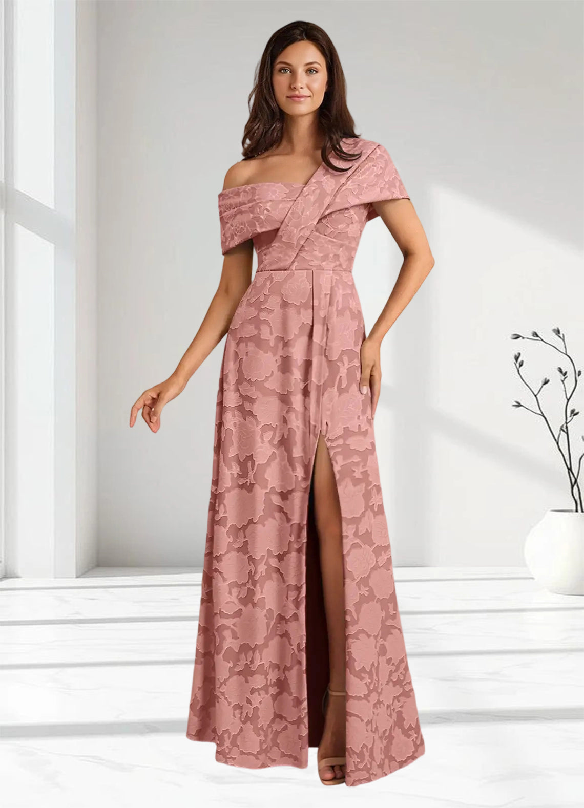 Augday Milton Milton A-Line Pleated Floral Burnout Dress