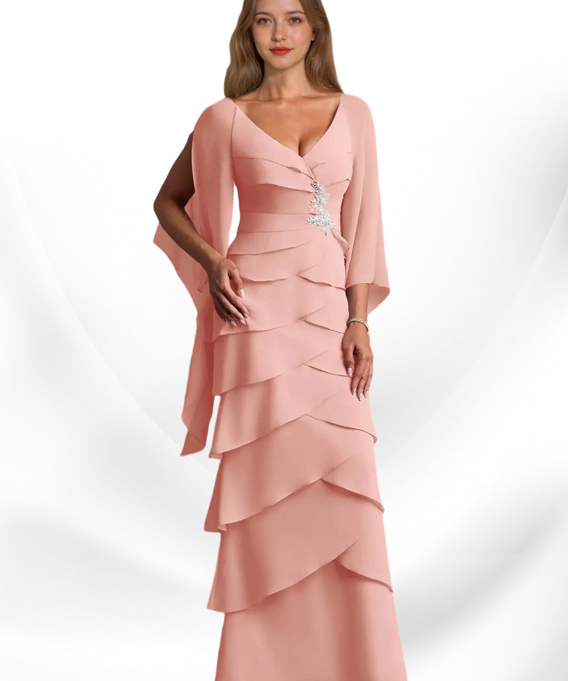 Augday Arabinda Sheath Ruched Chiffon Dress