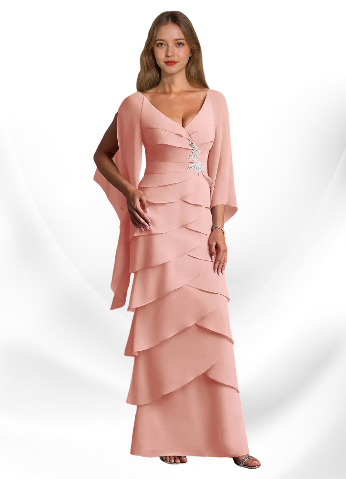 Augday Arabinda Sheath Ruched Chiffon Dress