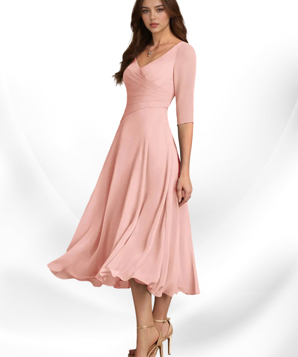 Augay Durant A-Line Pleated Chiffon Dress