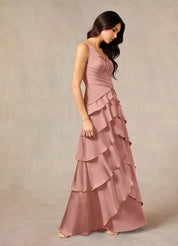 Augday Viola A-Line Pleated Stretch Satin Dress