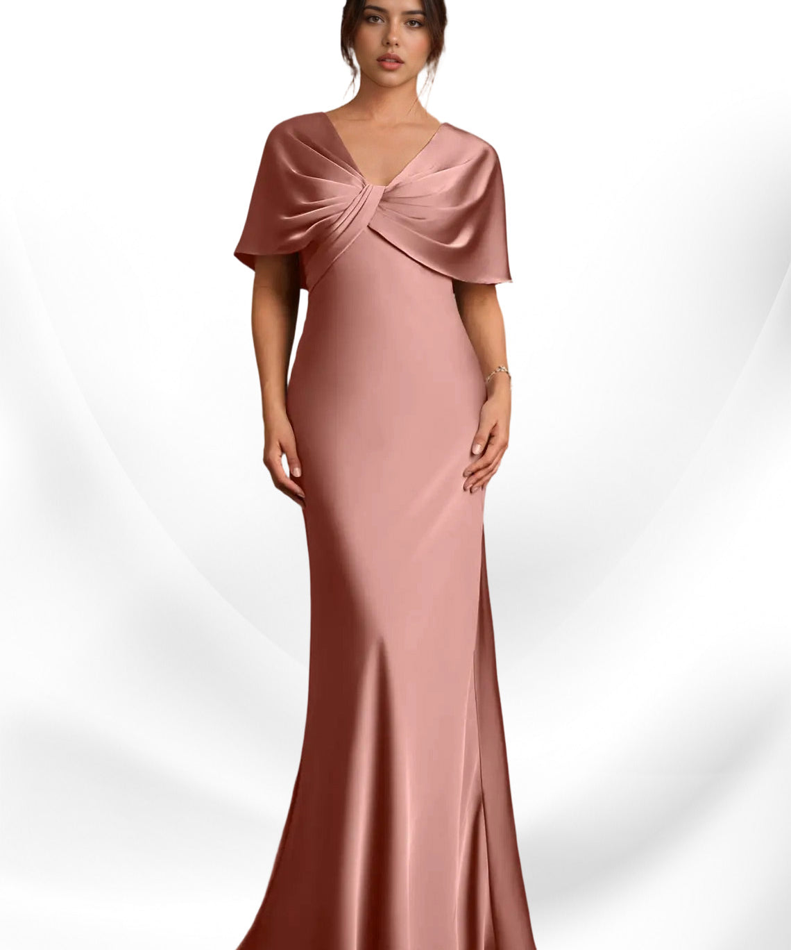 Augday Dosia Sheath Pleated Stretch Satin Dress