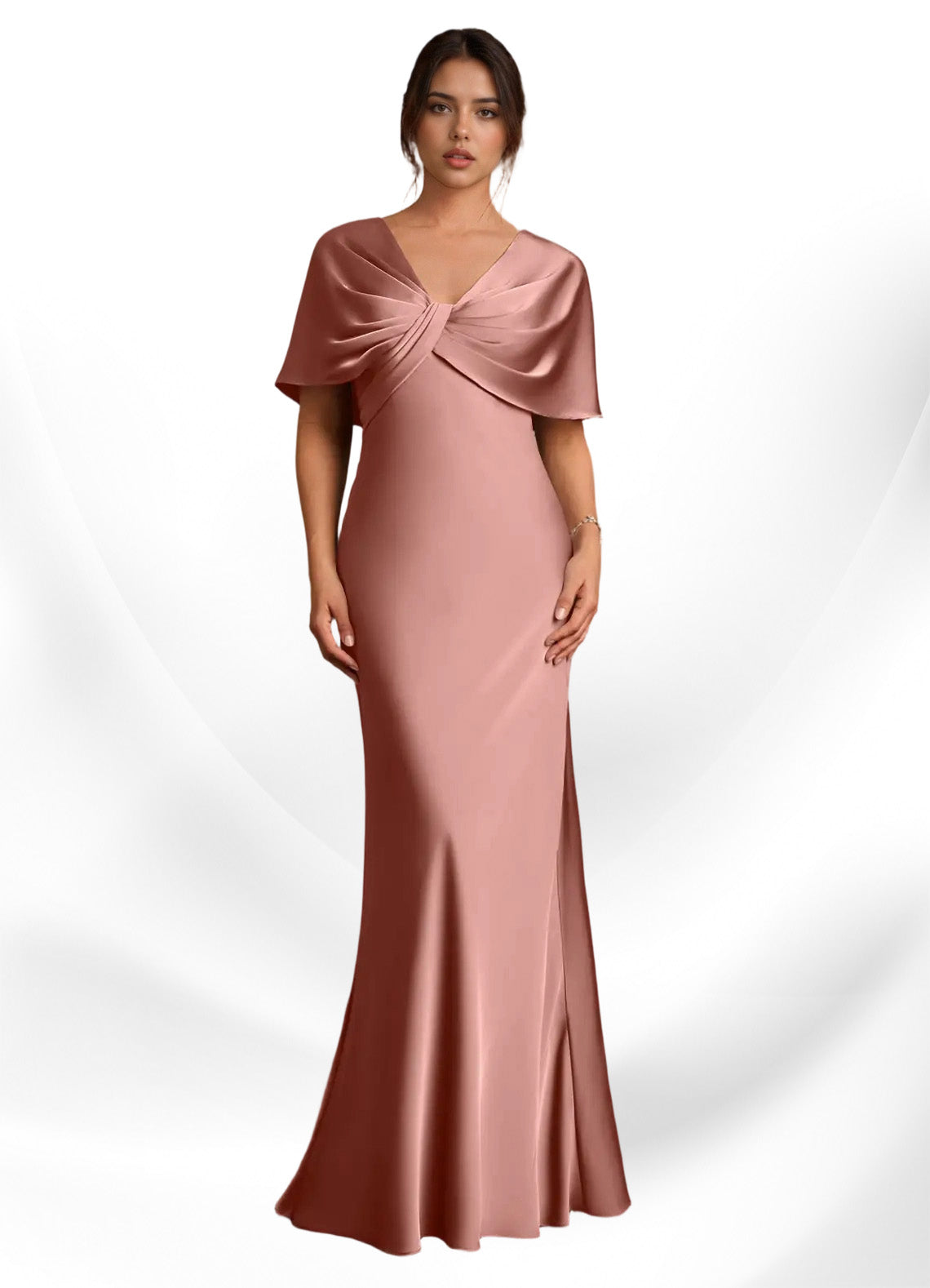 Augday Dosia Sheath Pleated Stretch Satin Dress