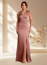 Augday Rilda Sheath Lace Stretch Satin Dress