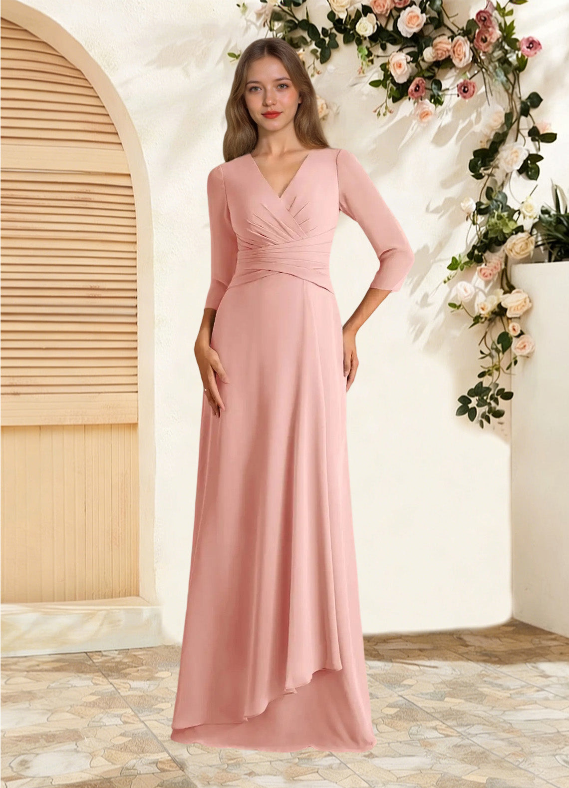 Augday Mayfield A-Line Pleated Chiffon Dress
