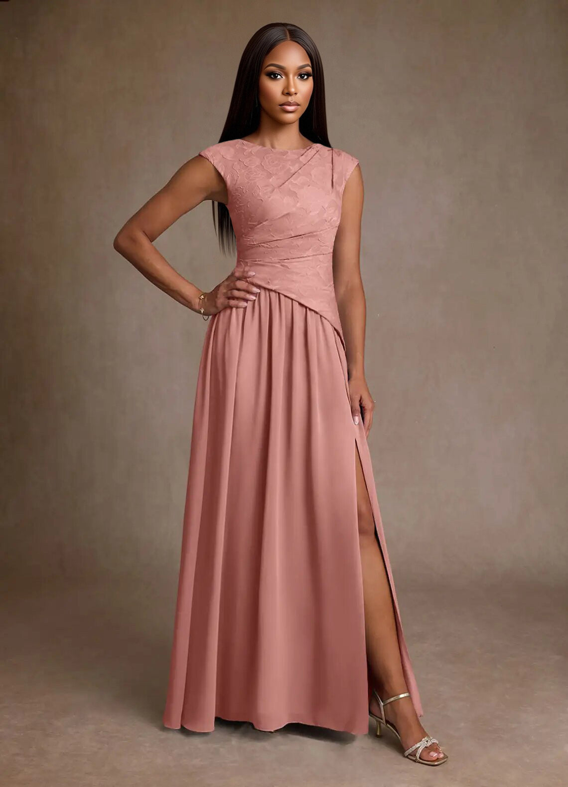 Augday Kalleen A-Line Pleated Chiffon Dress