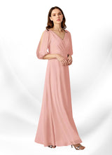 Augday Bronwyn A-Line V-Neck Ruched Chiffon Dress