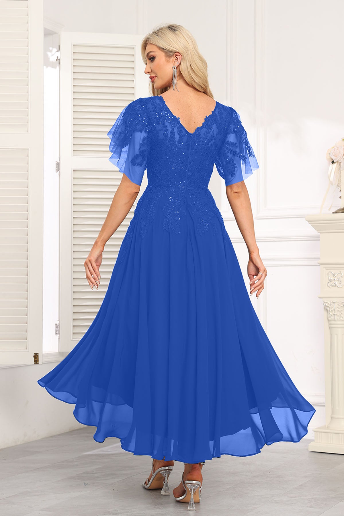 Augday Chiffon Lace Sequins Mother of the Bridesmaid Dresses