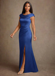 Augday Irvine A-Line Pleated Stretch Satin Dress