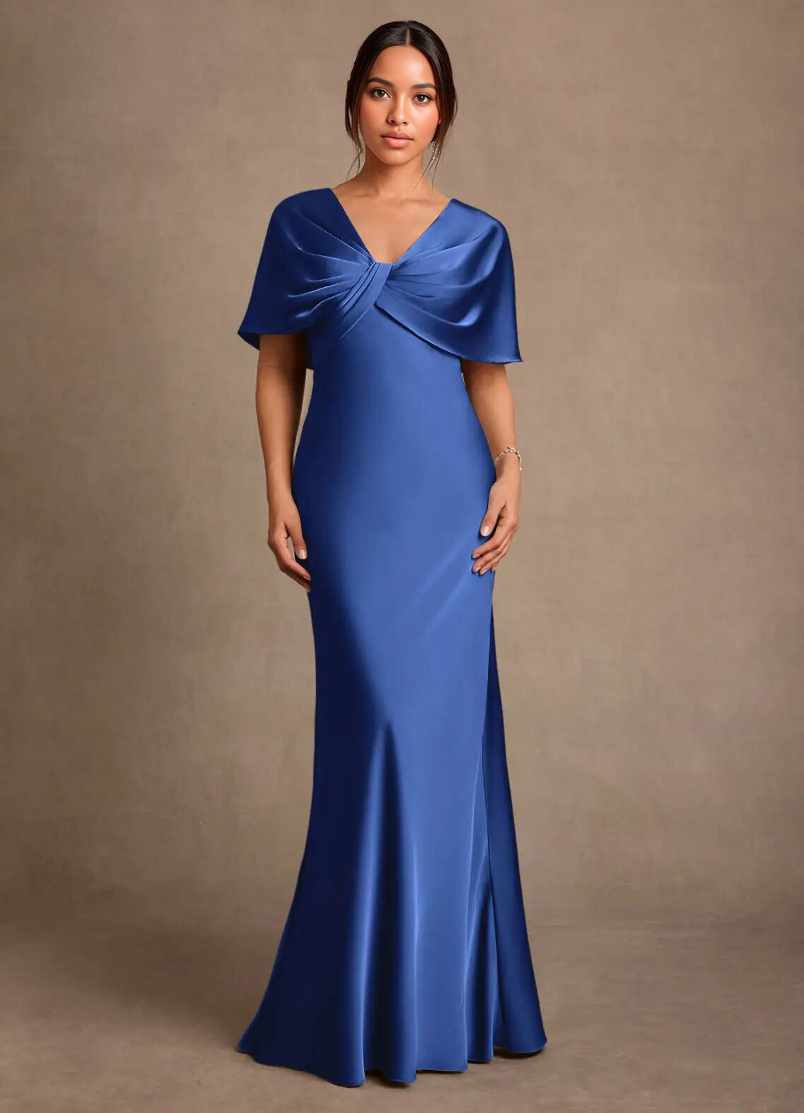 Augday Dosia Sheath Pleated Stretch Satin Dress