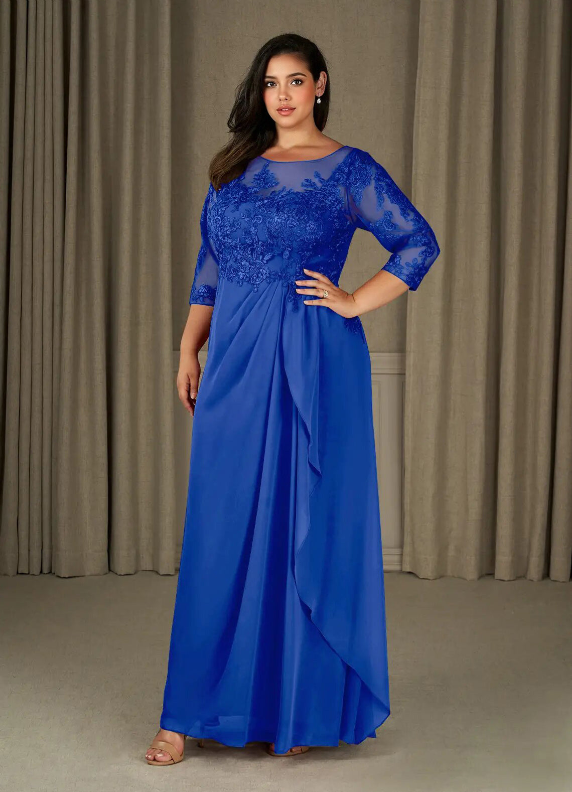 Augday Calanthe A-Line Scoop Chiffon Dress Plus Size