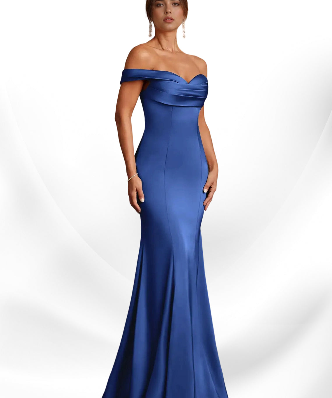 Augday  Mermaid Off the Shoulder Stretch Satin Dress