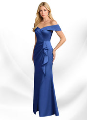 Augday Laredo Mermaid Off the Shoulder Stretch Satin Dress