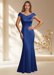 Augday Aberdeen Sheath Pleated Stretch Satin Dress