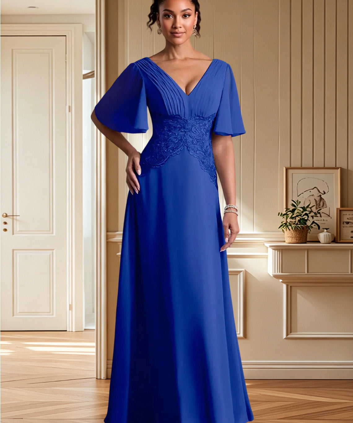 Augday Milliat A-Line Lace Chiffon Dress