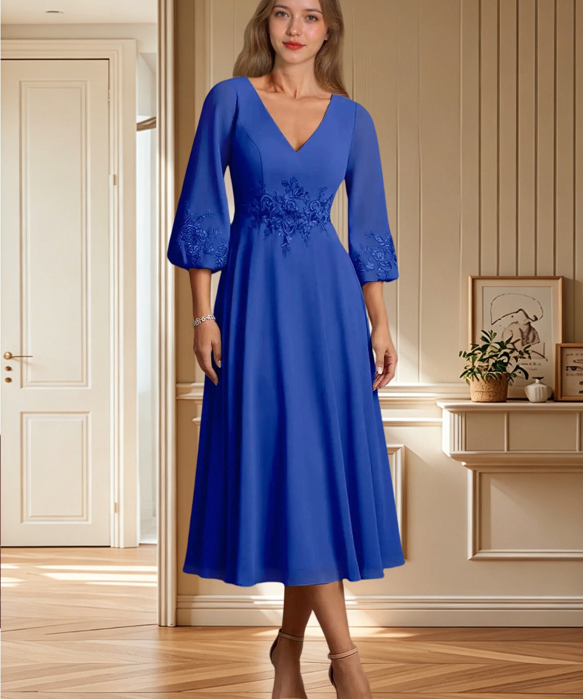 Augday Ana A-Line Lace Chiffon Dress